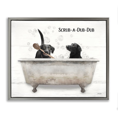 «Family Pet Dog Bath Grain», art mural sur toile flottante par Lori Deiter