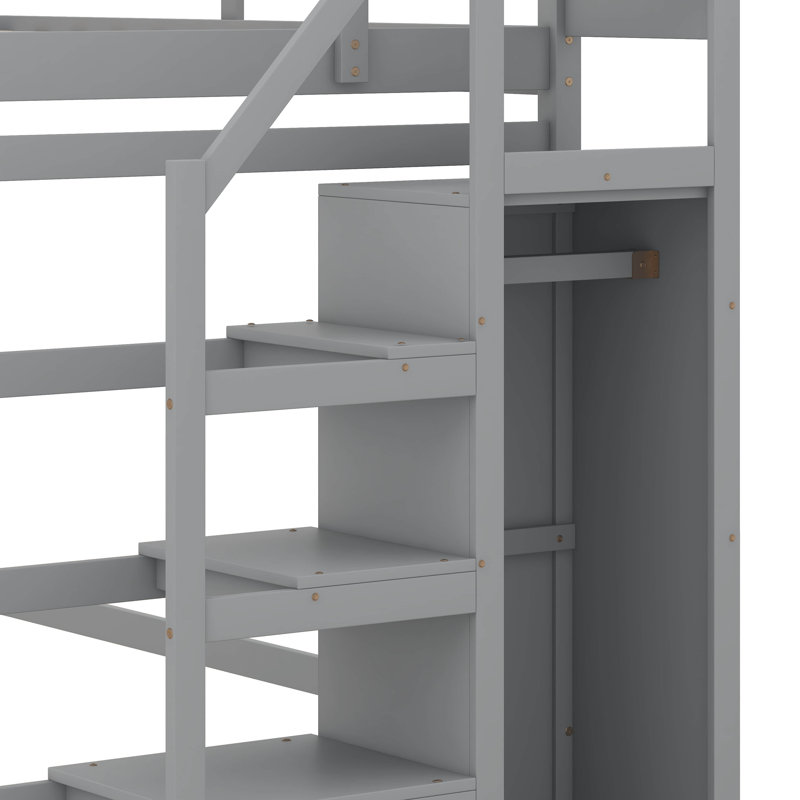 Lit mezzanine double Jahmel Kids, Gris