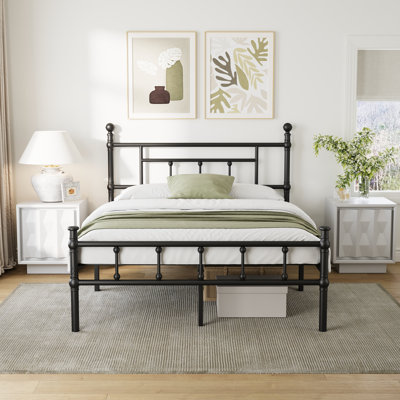 Grand cadre de lit en métal avec tête de lit, rangement sous le lit, aucun sommier requis, assemblage facile