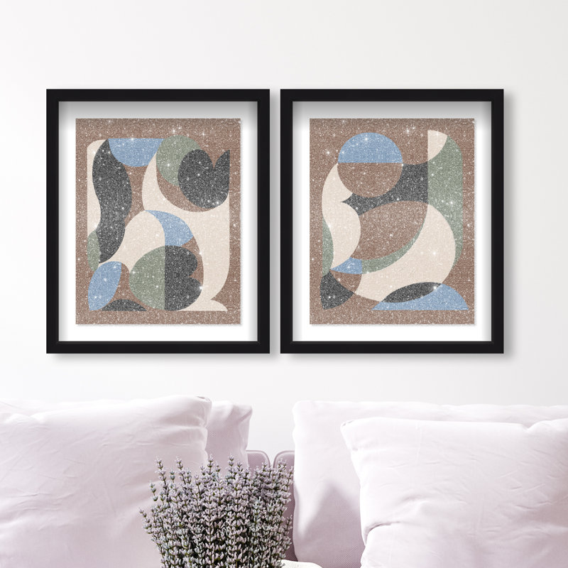 Centered Harmony Set Set by Oliver Gal, 21.5" H x 17.5" W, Black Shadowbox