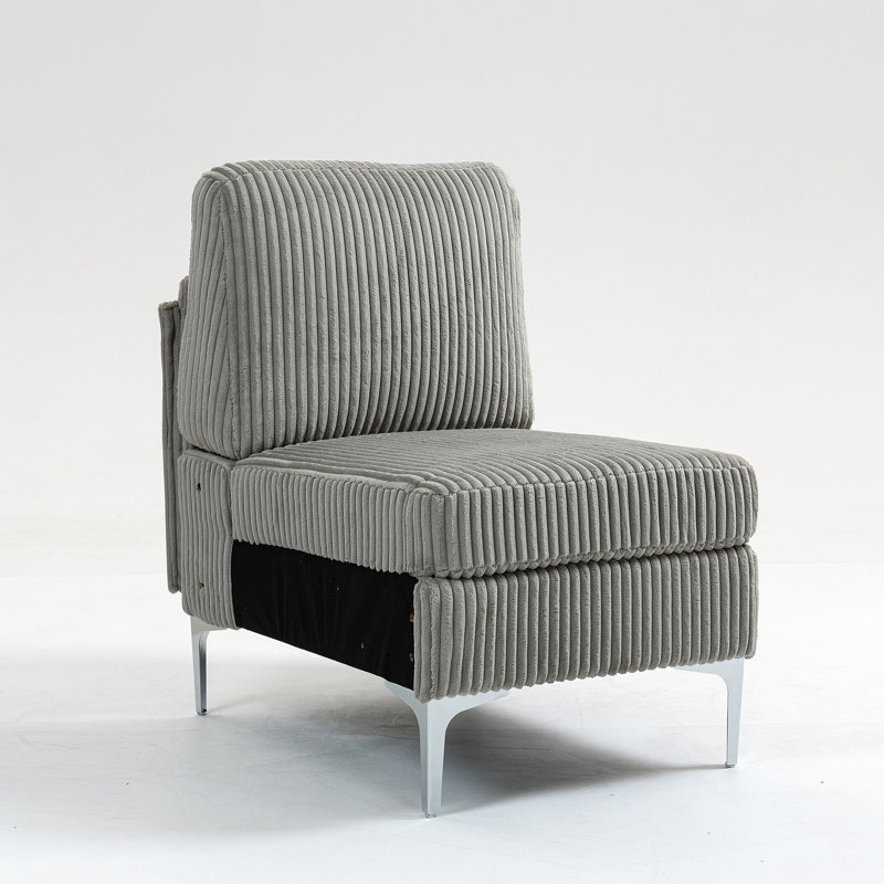 Module de siège modulaire sans accoudoirs, canapé modulaire en velours côtelé, fauteuil d'appoint modulaire sans accoudoir avec coussin de dossier