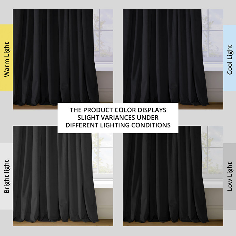 Olivia Velvet Blackout Curtain (1 Panel), Warm Black, 50" W x 120" L