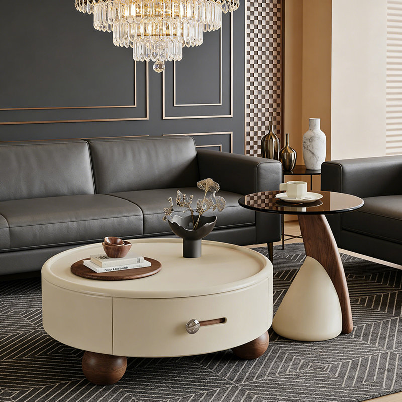 Table basse avec rangement, Brun, H 13,38 po x L 31,49 po x l 31,49 po