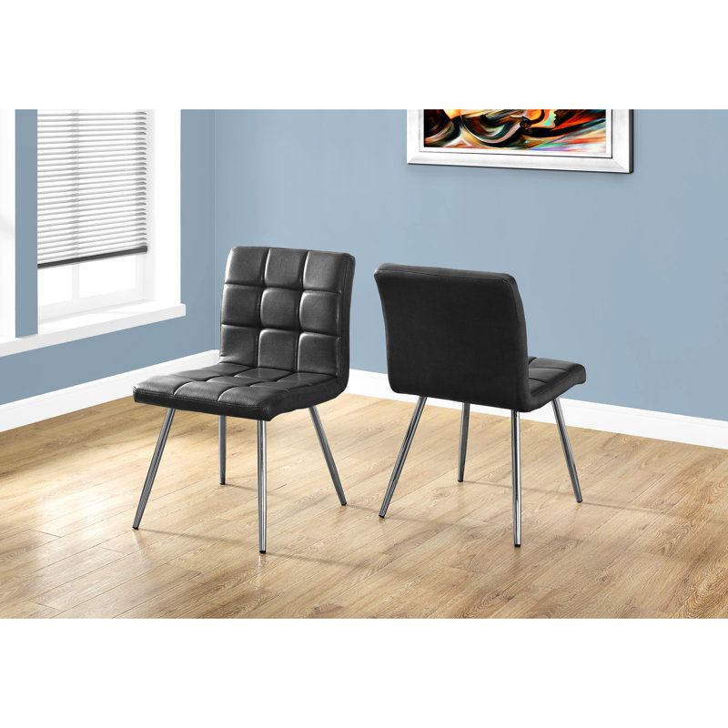 Chaise de salle à manger contemporaine (2) - paire de revêtement gris et pieds en métal robustes revêtus de mousse