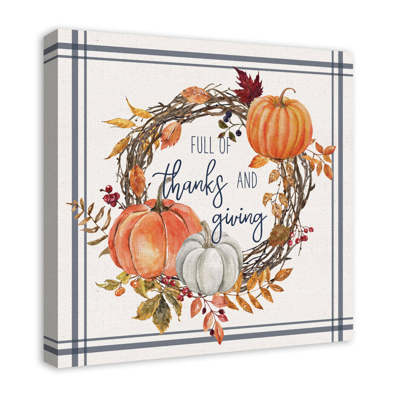Thanks And Giving Fall Wreath 1, reproduction sur toile, H 24 po x l 24 po