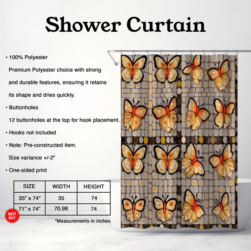 Laimas Patchwork Shower Curtain, 74"H x 71"W