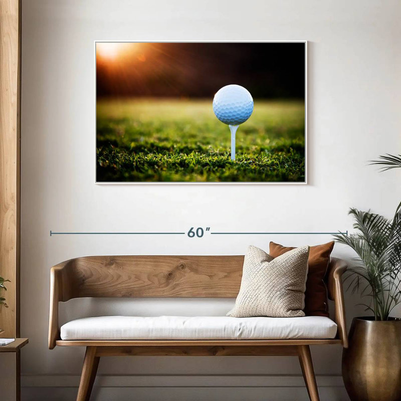 Té de balle de golf, 43 po x 29 po, Cadre flottant blanc