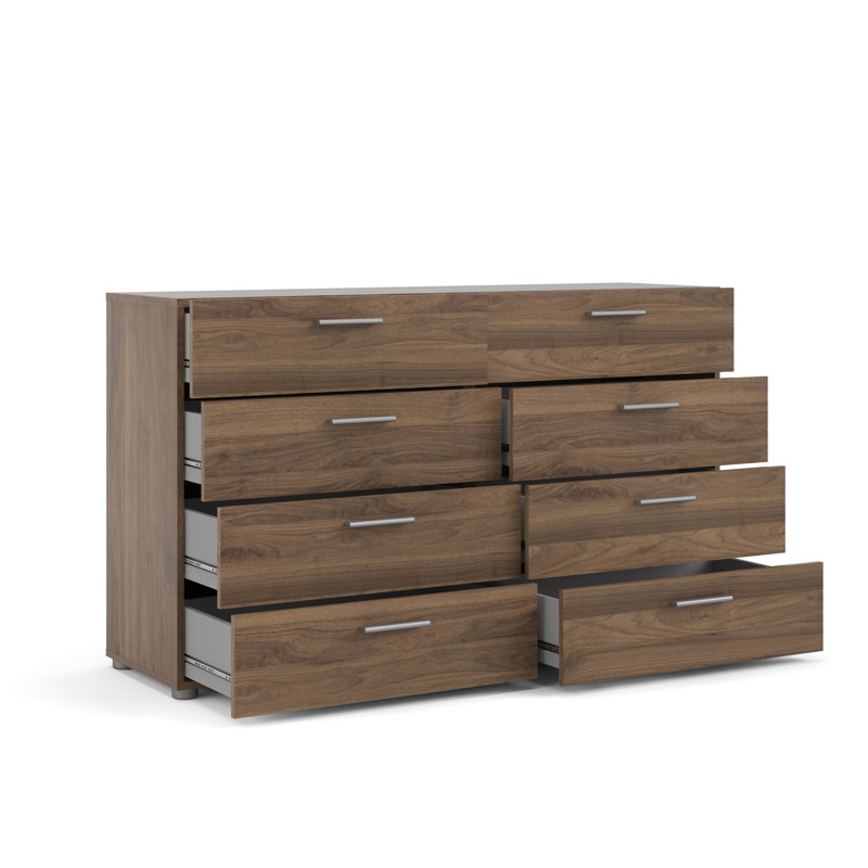 Gianna 8 Drawer 55.12" W Double Dresser, Walnut