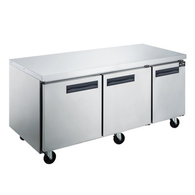 74 in. W 15.53 cu. ft. Under Counter/ Worktop Three Door Refrigerator Cooler, Stainless Steel -  Elite Kitchen Supply, EUC70R