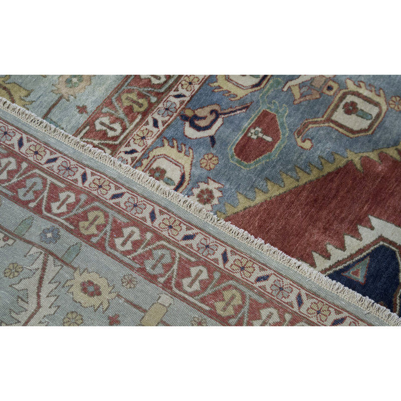 Bakshahesh Wool Oriental Area Rug in Red/Navy Blue/Green, Rectangle 9'2" x 12'