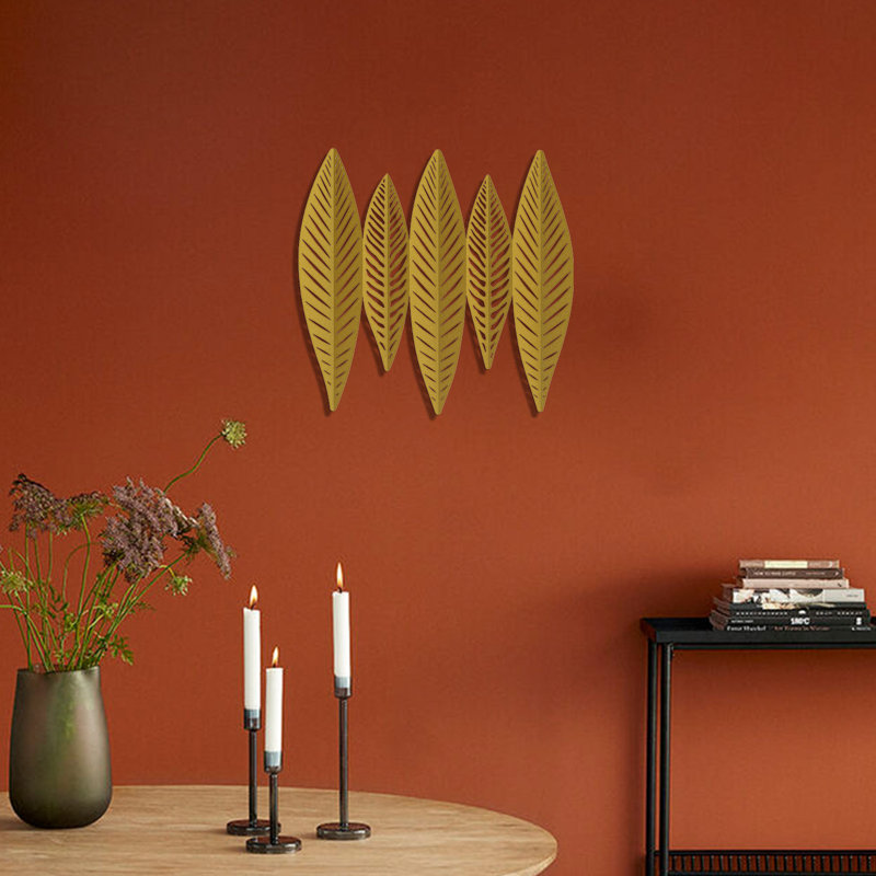 Décoration murale feuilles en métal 3D