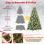 Arbre de décoration de Noël vert à aiguilles dures avec support, non pré-éclairé et pré-éclairé, 6 tailles disponibles-551535243-551535242