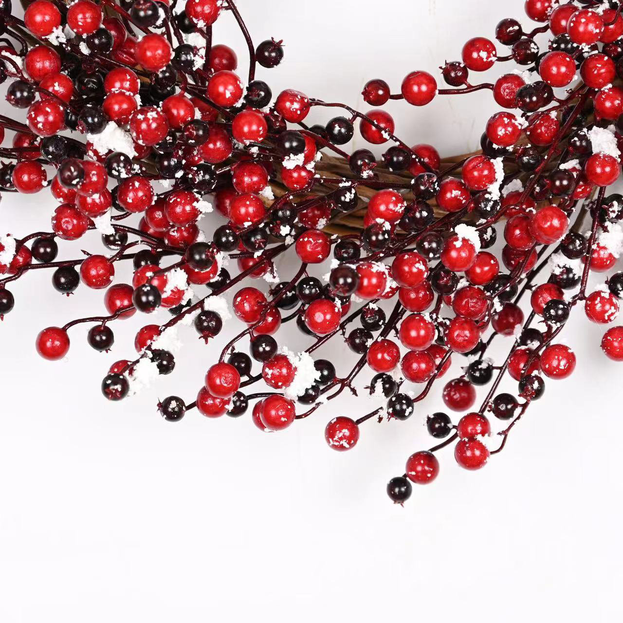 24" Faux Berry Winter Christmas Front Door Wreath, 18" H x 18" W x 5" D