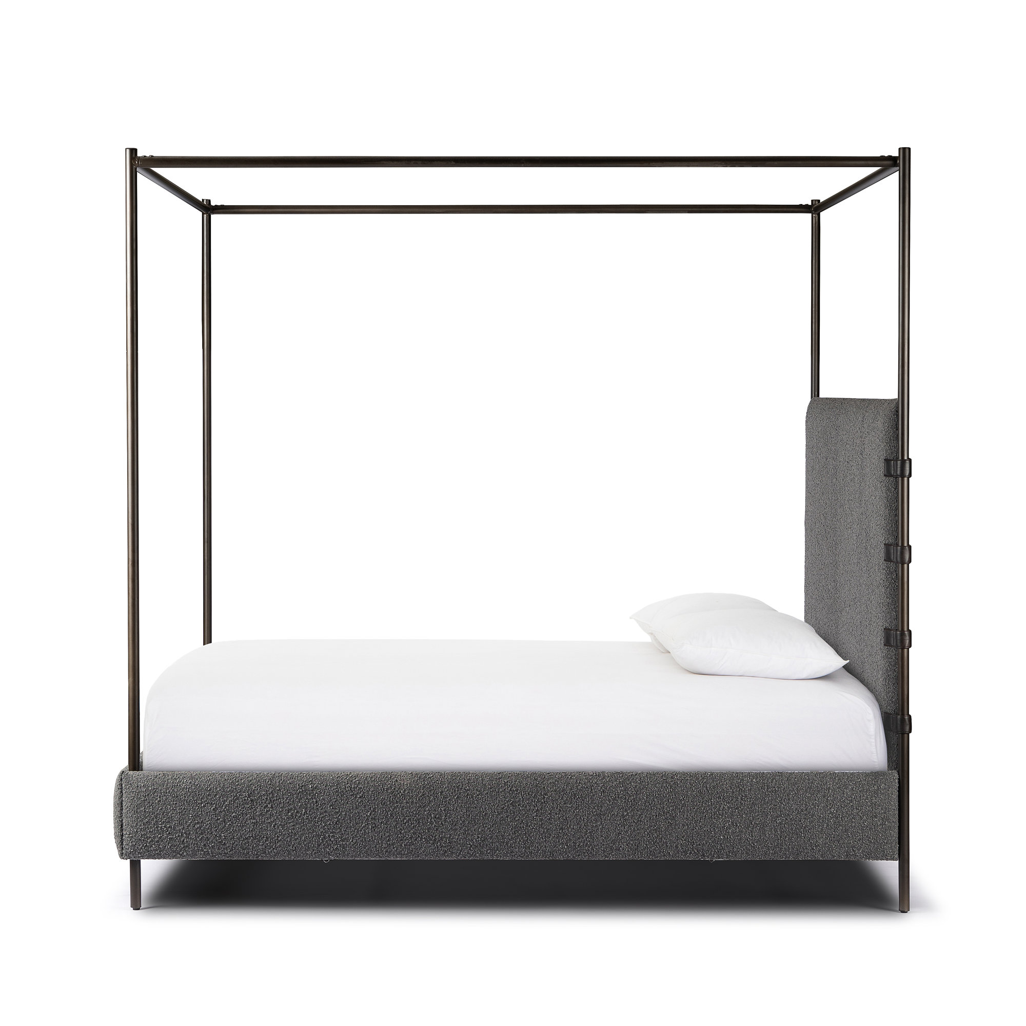 Malo Upholstered Metal Canopy Bed, Queen, Knoll Charcoal