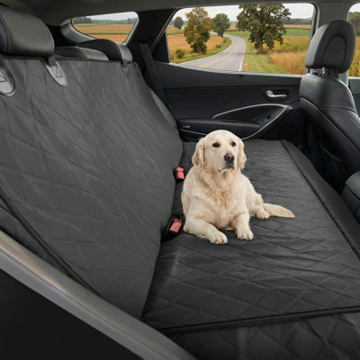 Hamac standard noir pour animaux de compagnie pour les sièges arrière de véhicules offrant une protection imperméable pour les bancs de camions et les zones arrière des berline ou des véhicules utilitaires sport, fournitures essentielles pour animaux de compagnie compatibles avec l'aspirateur ou l'essuyage, lavable à la machine.