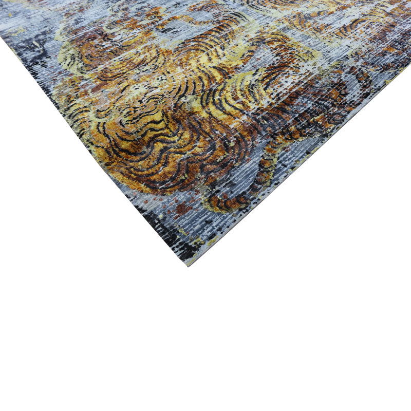 Tibetan Nu Vibrant Silk Rug - Midnight Sunburst