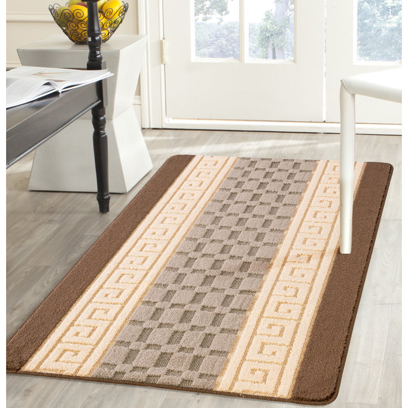 Maci Non-Slip Striped Indoor Doormat, Rectangle W80 x L150 cm, Brown/Beige