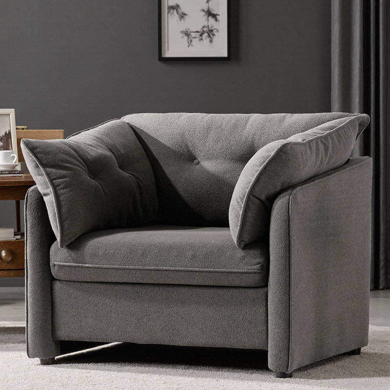 Fauteuil surdimensionné en chenille moderne, design bas, gris ardoise, Gris