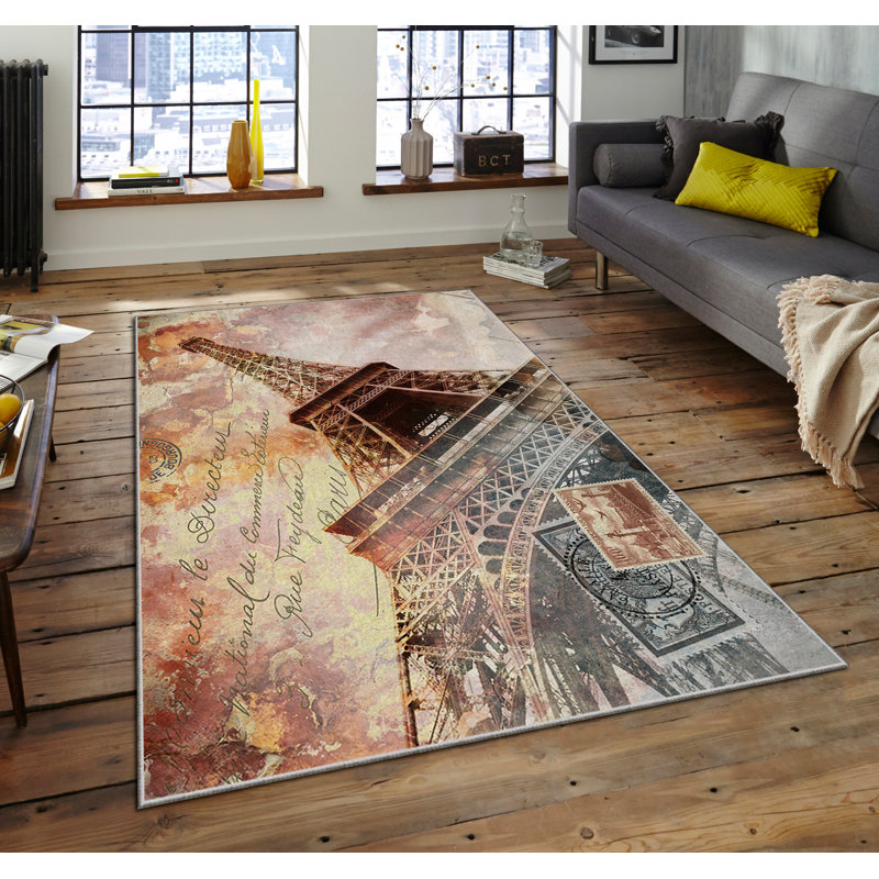 Luxurious Non-Slip Area Rug, 4.0 x 5.9 Feet, 100% Polyester, 740g/m² | Velvet Fabric with Digital Print | Easy-Clean Laminated Sponge Underside, Machine Washable | Perfect for Living Room, Bedroom & Home Decor