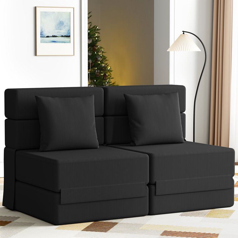 Canapé modulaire à compression pliable Boneless (ensemble de 2), Noir