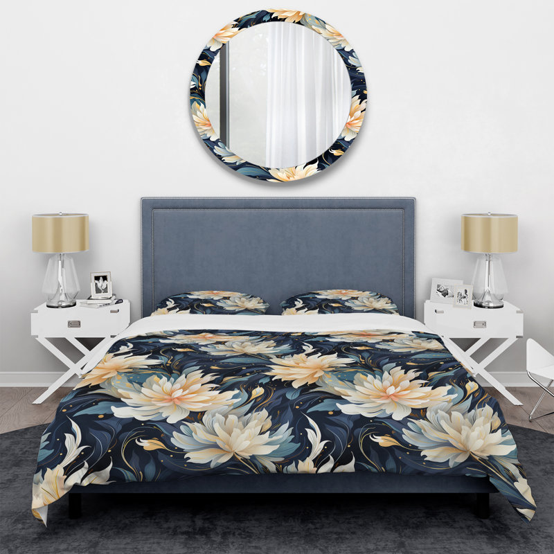 Astral Ikat Whimsy - Ensemble de housse de couette à motif floral, Housse de couette pour très grand lit et 2 très