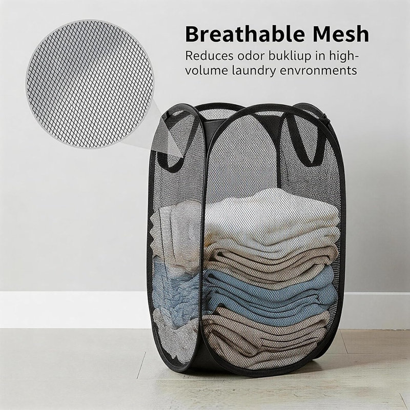 Panier à linge pliable commercial, grand panier à linge en maille avec cadre en acier et tissu Oxford, idéal pour les hôtels, les résidences étudiantes et la gestion immobilière