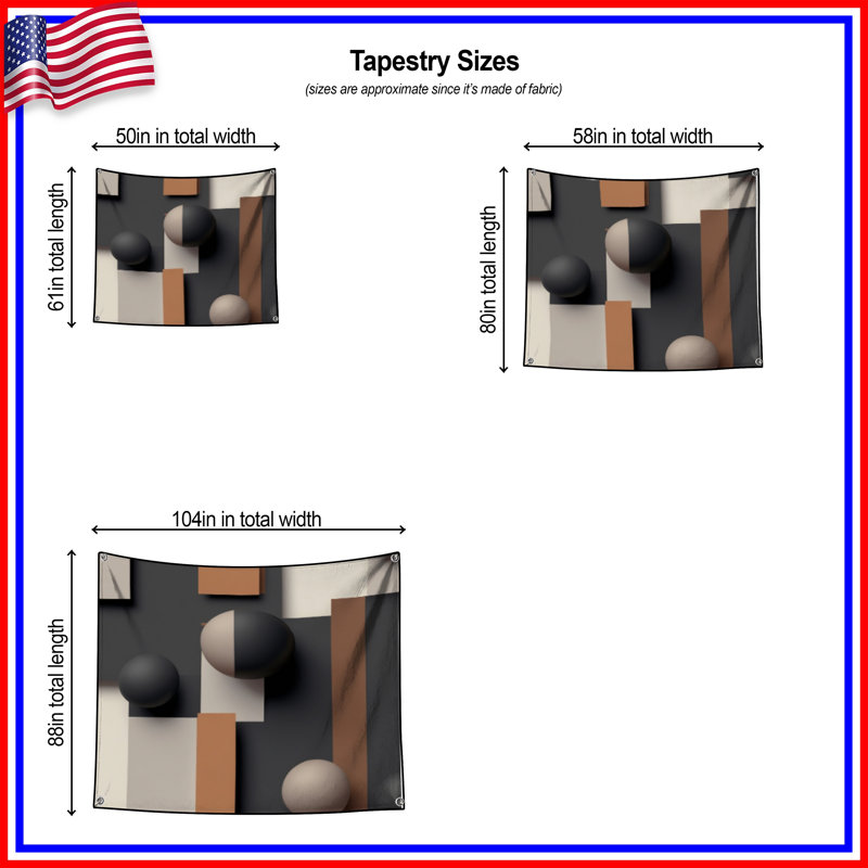 Tapisserie murale géométrique à formes géométriques abstraites, H 50 po x l 60 po avec 4 œillets