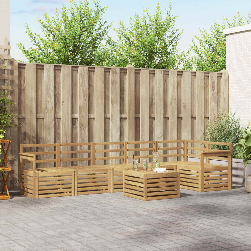  Sectional Sofa Set 7 pcs Solid Acacia Wood Sets Garden Furniture Patio