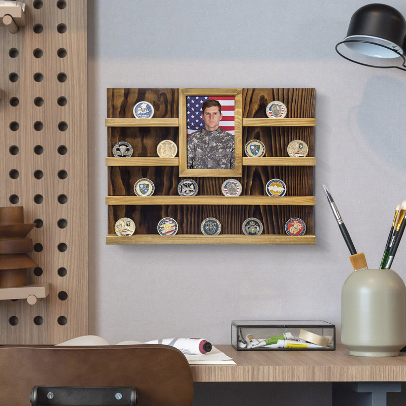 Military Coin Holder Trophy Display Case