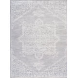 Modern Hand Tufted Oriental Area Rug in Silver / Ivory