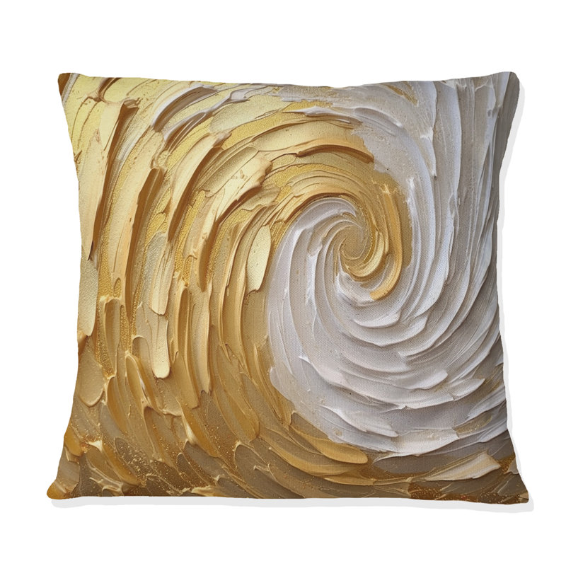 Coussin doré et crème enchanté I - Abstract Spirals, Carré 18 po, Carré