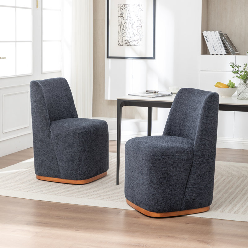 Markwart Upholstered Caster Dining Chair, Blue