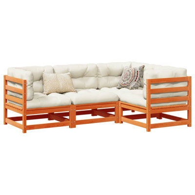 Ophelia & Co. 4 Piece Patio Sofa Set Solid Wood Pine