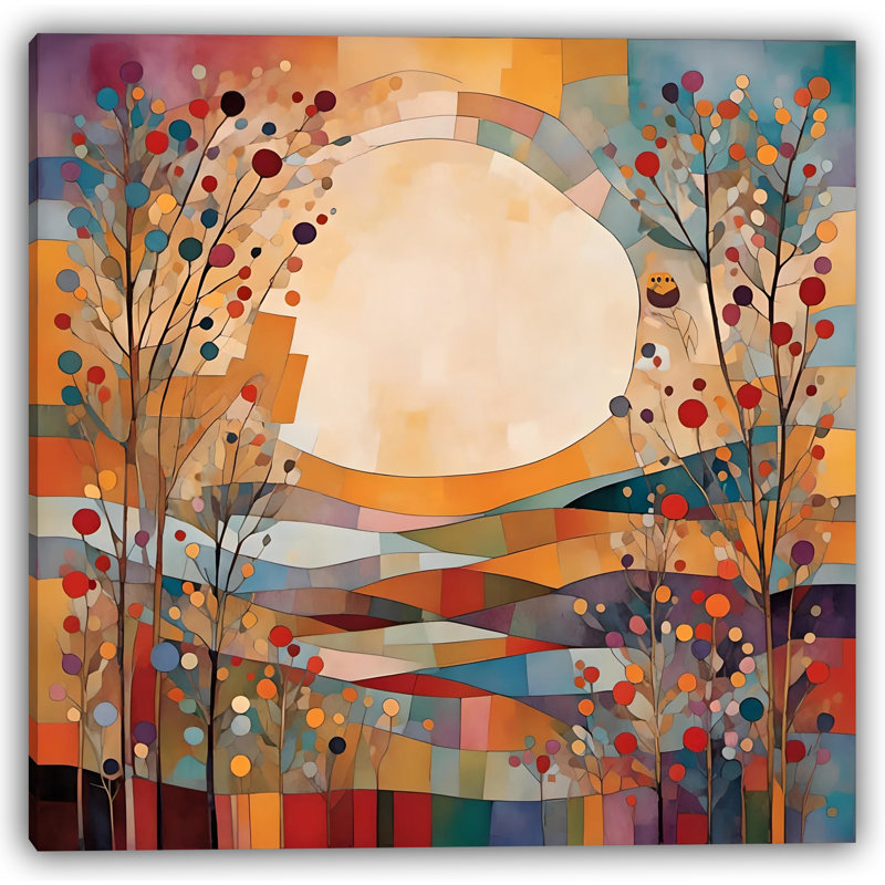 Golden Horizon - paysage abstrait, art mural sur toile tendue, H 12 po x l 12 po x P 1 po