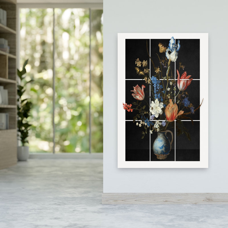 Dutch Baroque Floral Bouquet Classic Colorful Elegant Butterfly Bee Hyacinth Flower Nature Wall Art Print 1 Piece Wrapped Canvas Wall Art
