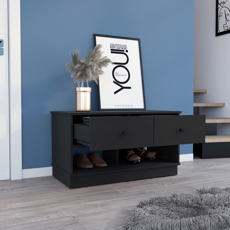 Banc de rangement rectangulaire 2 tiroirs 2 tiroirs Wengé