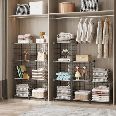 Ensemble de 12 tablettes de rangement empilables en métal