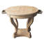 Table de salle à manger ronde de petite taille, style, pieds courbés, finition en bois naturel, 2 tiroirs de rangement, avec placage de sapin, pour le petit bois vieilli, qualité et