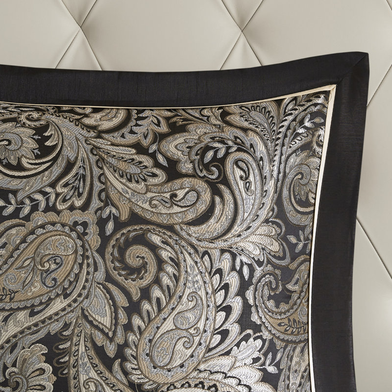 Ensemble d'édredon 12 pièces avec draps en coton, Édredon pour grand lit + 11 pièces additionnelle, Noir