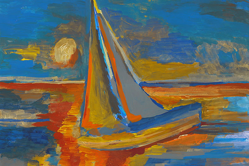 Ship Ahoy Print by Dylan Grey, 24" H x 36" W x 1.5" D, Image Brush Gel