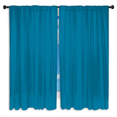 Solid Blue Background Window Curtains Solid Color Sheer & Room Darkening - 2 Panels