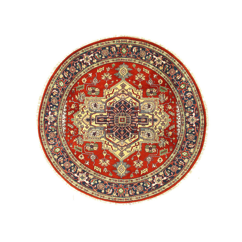 Rust Fine Hand-Knotted Round Serapi Design 7'9"X 7'9"
