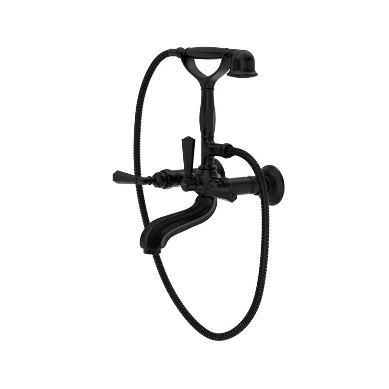 Palladian® Clawfoot Tub Faucet, Matte Black, Industrial Metal Lever Handle