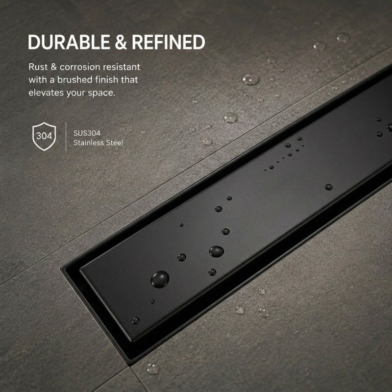 FlowCore 12" Matte Black linear grid drain, Matte Black