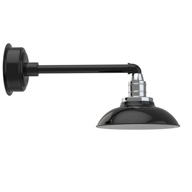 Luminaire de grange d'extérieur Ludwicka, H 8,52 po x l 10 po x P 21,5 po, Noir