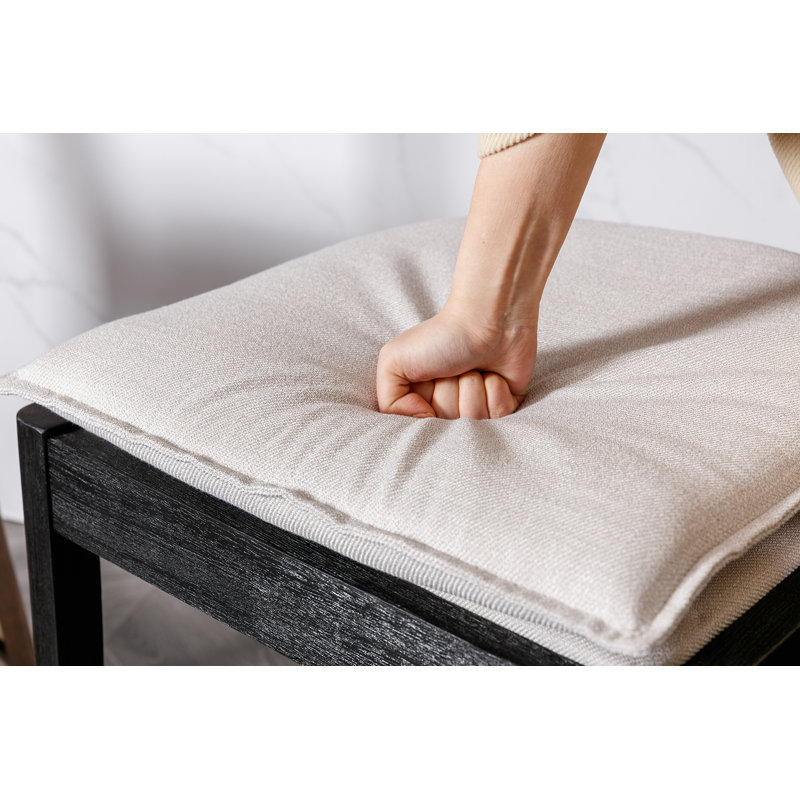 Tabouret de comptoir en bois massif de 26,25 po Alyssya, Noir, Beige clair