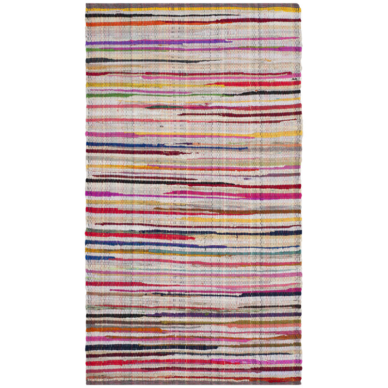 Fales Office Chair Collection Fabric/Metal Striped Rug, Rectangle 2' x 3'