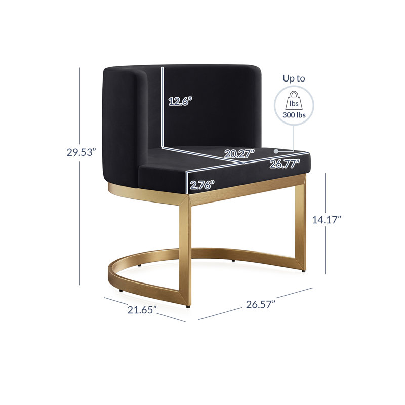 Chaise d'appoint 26,77 po, Velours noir, Or