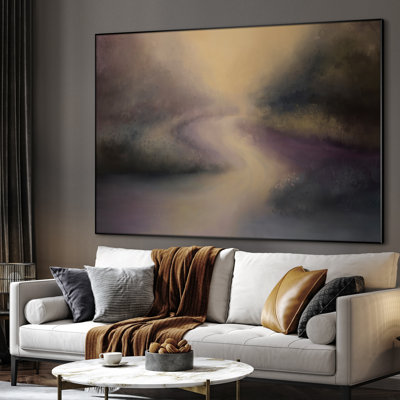 Très grand art mural imprimé sur toile - paysage de paysage abstrait abstrait lueur de Twilight River pour décor de salon ou de chambre à coucher