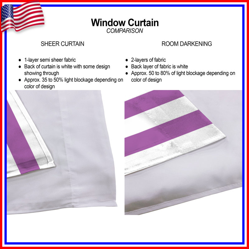 Purple Vertical Stripes Window Curtains Stripes Sheer & Room Darkening - 2 Panels, Obscurcissement de chambre